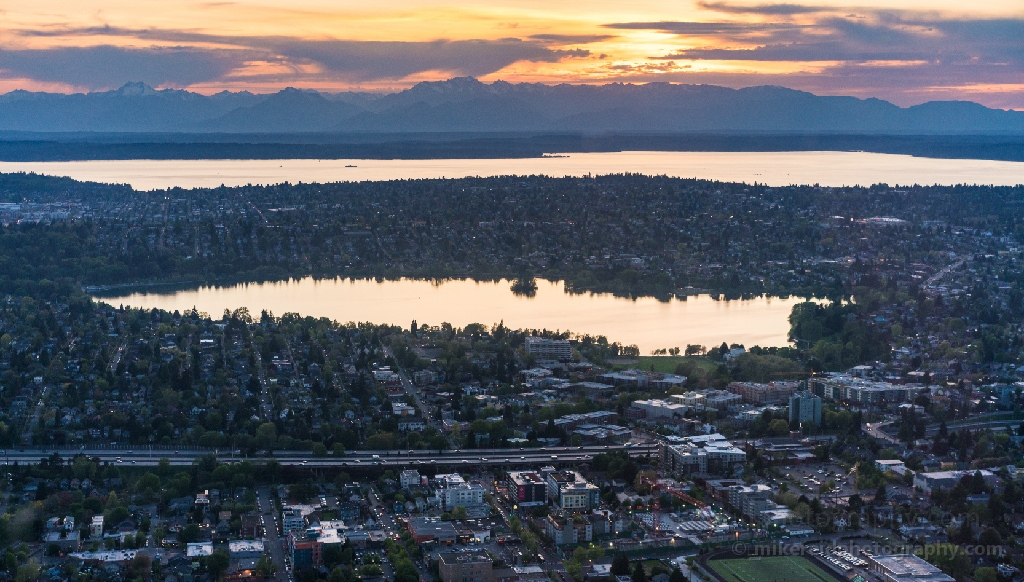 Aerial Greenlake Sunset